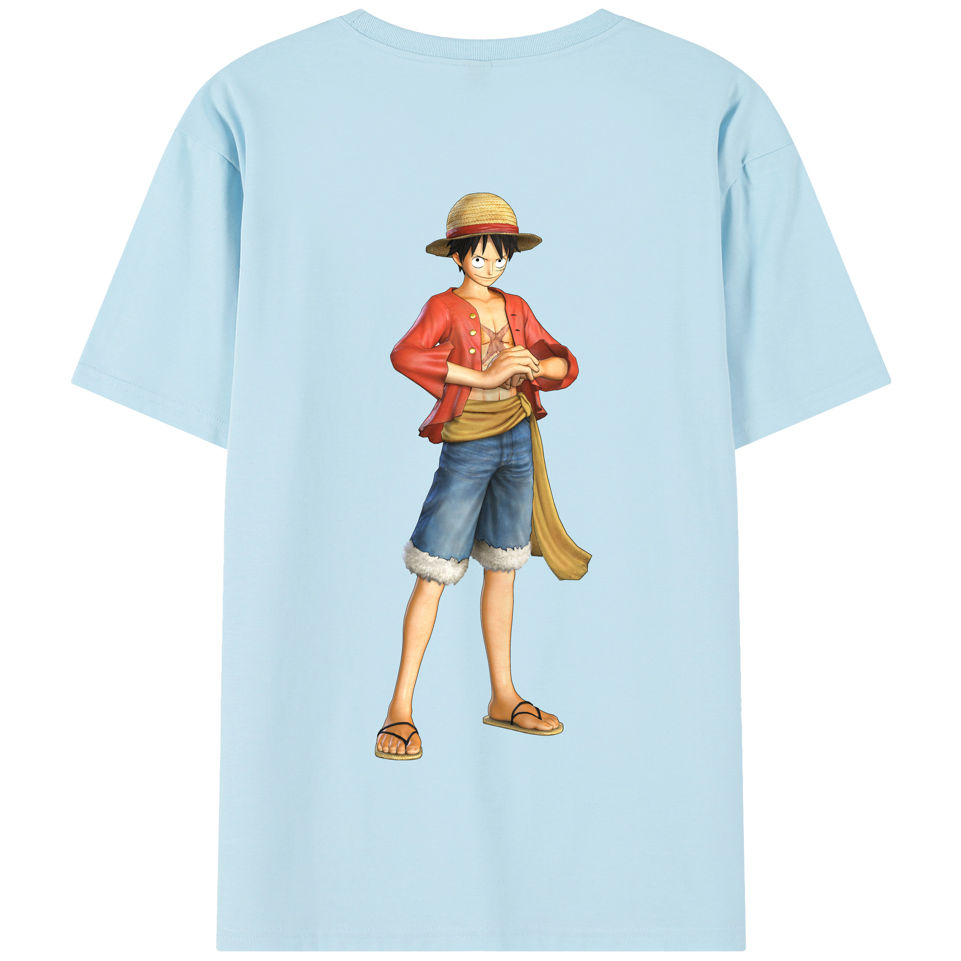 ワンピース モンキー・D・ルフィ ONE PIECE Monkey D. Luffy 綿100％半袖Tシャツ（背面プリント）